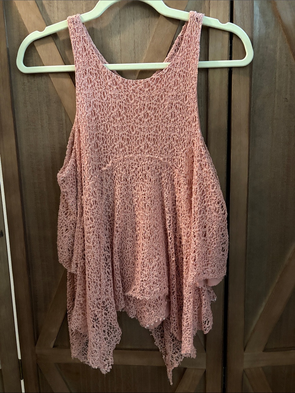 FREE PEOPLE Crochet Overlay Tank Top in Dusty Rose SIZE SMALL